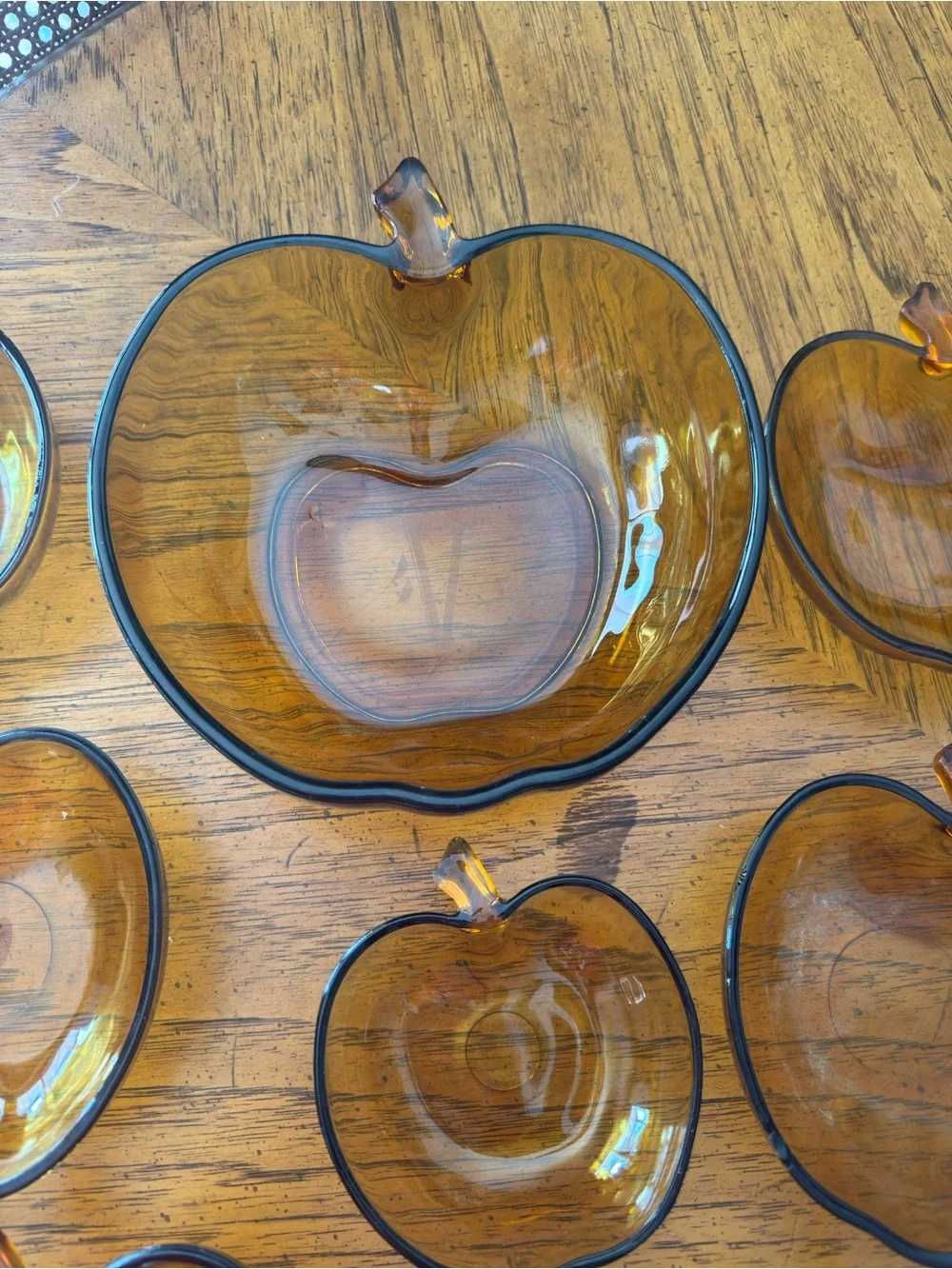 Amber Glass Apple Bowls - Set of 8